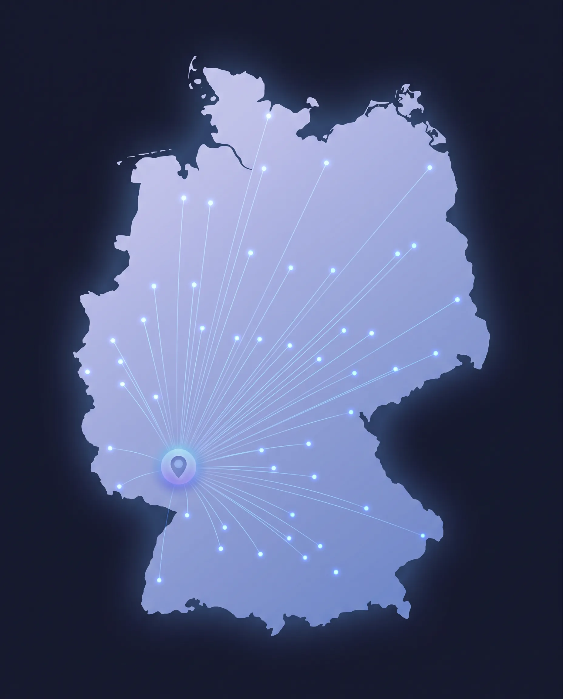 Stilisierte Deutschlandkarte: RAdirekt aus dem Saarland bundesweit vernetzt
